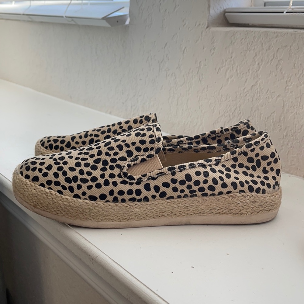 Leopard espadrille flats slip ons
